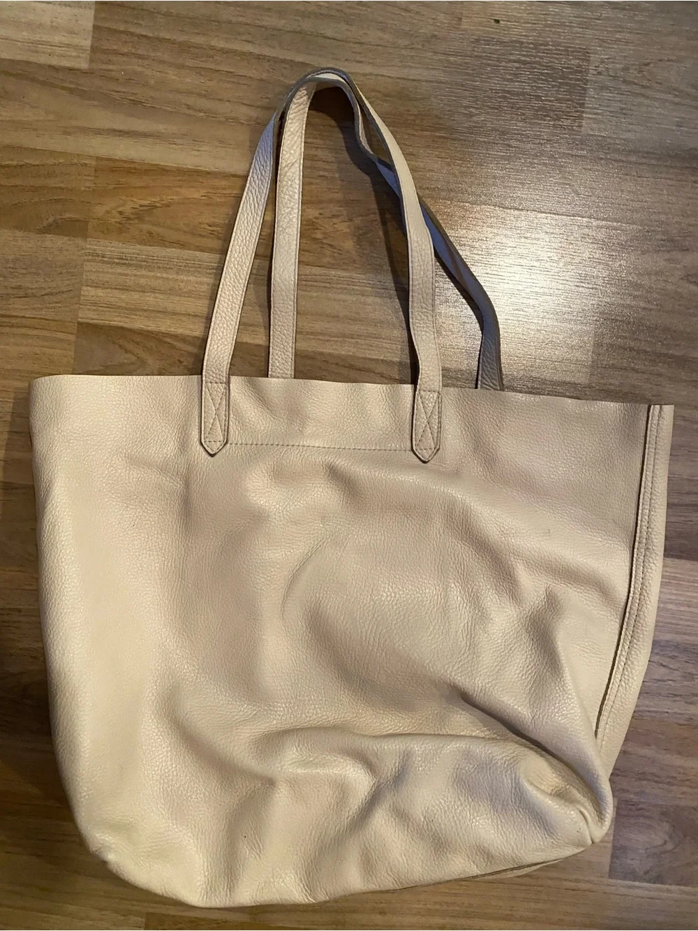 Cuyana Cream Leather Tote Bag